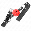 Kink Collar Gag KINK Adjustable Breathable Ball Gag 4cm, Leather Strap, Juodas, 42-58cm