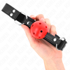 Kink Collar Gag KINK Adjustable Breathable Ball Gag 4cm, Leather Strap, Juodas, 42-58cm