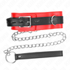 Kink Collar Gag KINK Collar &amp; Leash Set Raudona 54x4.5cm, Adjustable Vegan Leather, 65cm Strap