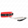 Kink Collar Gag KINK Collar &amp; Leash Set Raudona 54x4.5cm, Adjustable Vegan Leather, 65cm Strap