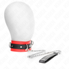 Kink Collar Gag KINK Collar &amp; Leash Set Raudona 54x4.5cm, Adjustable Vegan Leather, 65cm Strap