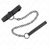 Kink Collar Gag KINK Adjustable Collar with Dark Leash 65cm - Juodas, 37-54cm, Vegan Leather