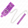 Kink Collar Gag KINK Collar &amp; Leash Set Violetinė 36-42cm Adjustable Vegan Leather 65cm