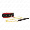 Kink Collar Gag KINK Adjustable Collar with Fabric Leash 33-48 cm x 5.7 cm, Juodas