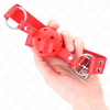 Kink Collar Gag KINK Complete Raudona Hollow Hard Ball Gag 62 cm - Adjustable Silicone Model