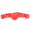 Kink Collar Gag KINK Complete Raudona Hollow Hard Ball Gag 62 cm - Adjustable Silicone Model