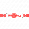 Kink Collar Gag KINK Complete Raudona Hollow Hard Ball Gag 62 cm - Adjustable Silicone Model