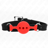 Kink Collar Gag KINK Full Silicone Adjustable Gag S Raudona 4 cm Ball 35-51 cm Strap