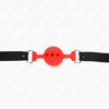 Kink Collar Gag KINK Full Silicone Adjustable Gag S Raudona 4 cm Ball 35-51 cm Strap