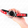 Kink Collar Gag KINK Gag Raudona 4/4.8 cm - Adjustable Silicone &amp; Metal O-Ring System 38x56cm