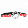 Kink Collar Gag KINK Gag Raudona 4/4.8 cm - Adjustable Silicone &amp; Metal O-Ring System 38x56cm