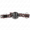 Kink Collar Gag KINK Hollow Hard Juodas Ball Gag Model 2 - Adjustable 6.5cm Ball