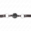 Kink Collar Gag KINK Hollow Hard Juodas Ball Gag Model 2 - Adjustable 6.5cm Ball
