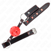 Kink Collar Gag KINK Hollow Hard Raudona Ball Restraint 6.5cm Adjustable Silicone Strap