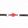 Kink Collar Gag KINK Hollow Hard Raudona Ball Restraint 6.5cm Adjustable Silicone Strap