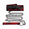 Kink Collar Gag KINK Genuine Leather Lace Collar &amp; Leash Set 105 cm - Elegant Juodas