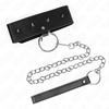 Kink Collar Gag KINK Adjustable Collar with Sidabrinis Studs &amp; Leash 65 cm, Juodas, 36-43 cm