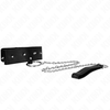 Kink Collar Gag KINK Adjustable Collar with Sidabrinis Studs &amp; Leash 65 cm, Juodas, 36-43 cm