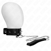 Kink Collar Gag KINK Adjustable Collar with Sidabrinis Studs &amp; Leash 65 cm, Juodas, 36-43 cm