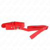Kink Collar Gag KINK Raudona Adjustable Collar with Leash 116cm - Vegan Leather, 32-50cm