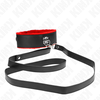 Kink Collar Gag KINK Adjustable Raudona Leather Collar &amp; Leash Set 116 cm, 40-48x6 cm