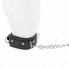 Kink Collar Gag KINK Adjustable Collar with Leash 3-Ring Model, Juodas, 38-49 cm, 65 cm Leash