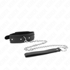 Kink Collar Gag KINK Adjustable Collar with Leash 65cm - Juodas, 38-49cm, Metal Ring
