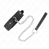 Kink Collar Gag KINK Adjustable Collar with Leash 65cm - Juodas, 38-49cm, Metal Ring