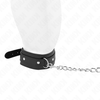 Kink Collar Gag KINK Adjustable Collar with Leash 65cm - Juodas, 38-49cm, Metal Ring
