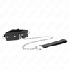 Kink Collar Gag KINK Adjustable Collar with Leash 3-Ring Model, Juodas, 38-49 cm, 65 cm Leash