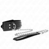 Kink Collar Gag KINK Adjustable Collar with Leash 65 cm Sidabrinis Buckles Juodas 33-46 cm