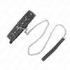 Kink Collar Gag KINK PVC Leather Collar with Rhinestone Rivets 41.5x4cm + Leash 105cm