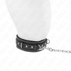 Kink Collar Gag KINK PVC Leather Collar with Rhinestone Rivets 41.5x4cm + Leash 105cm