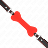 Kink Collar Gag KINK Raudona Bone Silicone Mouth Gag 12 cm - Adjustable Vegan Leather Strap