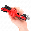 Kink Collar Gag KINK Raudona Hollow Silicone Ball Gag 4cm with Adjustable Juodas Strap 37-52cm