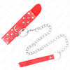 Kink Collar Gag KINK Rivet Strap Collar Raudona Adjustable 36-50 cm with D-Ring Accent