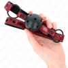 Kink Collar Gag KINK Shiny Leatherette Ball Gag 4.5cm - Adjustable Vegan Strap, Juodas
