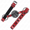Kink Collar Gag KINK Shiny Leatherette Ball Gag 4.5cm - Adjustable Vegan Strap, Juodas