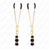 Kink Nipple Grip KINK Gold Fine Nipple Clamps with Juodas Glass Beads 7 cm Adjustable