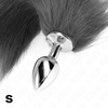 Kink Pleasure Plugs KINK Intimate Plug S Pilkas &amp; Baltas Synthetic Tail 7x3cm Tail 40cm
