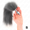 Kink Pleasure Plugs KINK Intimate Plug S Pilkas &amp; Baltas Synthetic Tail 7x3cm Tail 40cm