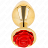 Kink Pleasure Plugs KINK Metal Plug Gold with Raudona Rose Accent - Size S, Stainless Steel