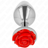 Kink Pleasure Plugs Kink Steel Plug Rose Raudona L - Stainless Steel Priedas with Floral Base
