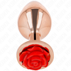 Kink Pleasure Plugs Kink Rose Gold Intimate Plug S with Raudona Rose Accent, Stainless Steel 7.8cm