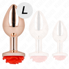 Kink Pleasure Plugs Rožinė KINK Rožinė Gold Metal Plug Large with Raudona Rose Base, Stainless Steel