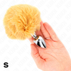 Kink Pleasure Plugs KINK Steel Intimate Plug With Faux Rabbit Tail 7x3cm rusvai gelsvas 8cm Tail