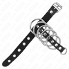 Kink Ring Power KINK Leather Adjustable Lock Strap &amp; 5 Metal Rings Set 21x2cm Juodas