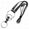 Kink Ring Power KINK Adjustable Triple Metal Ring with Leather Strap 3.8-5 cm, 112 cm Belt
