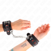 Kink Wrist Restraint KINK Adjustable Juodas Wrist Bands with Raudona Heart Accent 21-28cm x 5.5cm
