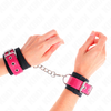 Kink Wrist Restraint KINK Nylon Wrist Restraints Juodas with Leatherette Raspberry Rose Adjustable 19-29cm